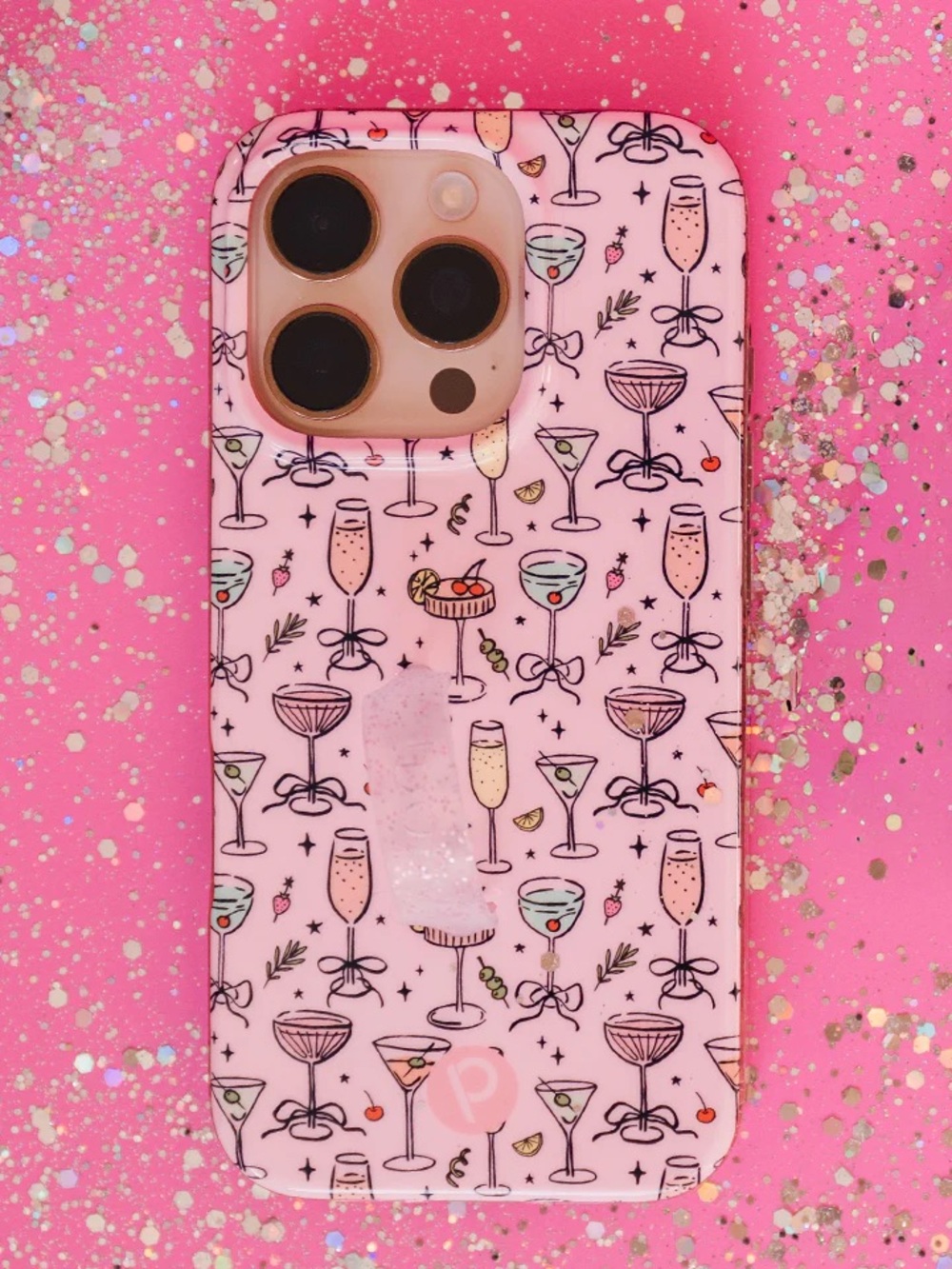 Loopy Case Pink Cocktail Glass Pattern Phone Case iPhone 14
